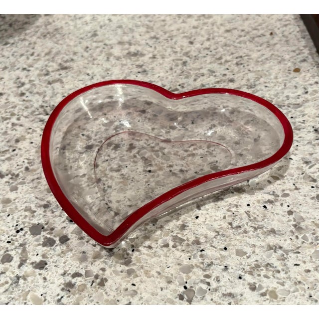 2000 - 2009 Vintage Crystal Glass Heart Dish or Bowl From Germany, 7.5” Wide For Sale - Image 5 of 7