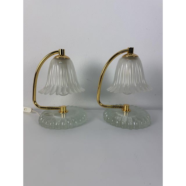 Murano Glass and Brass Bedside Lamps from Murano Due, 1970s, Set of 2 For Sale - Image 14 of 14