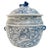 Beautiful pair of vintage blue and white Chinese rice ginger jar with solid blue foo dog toppers and a high shine coat....