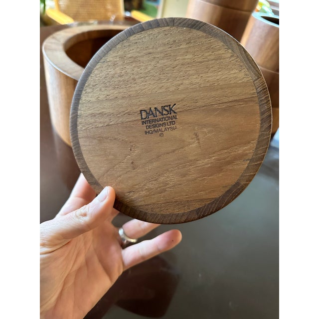 Chestnut 1970s Jhq for Dansk Teak Salad Service for 8 Serving Bowl For Sale - Image 8 of 9