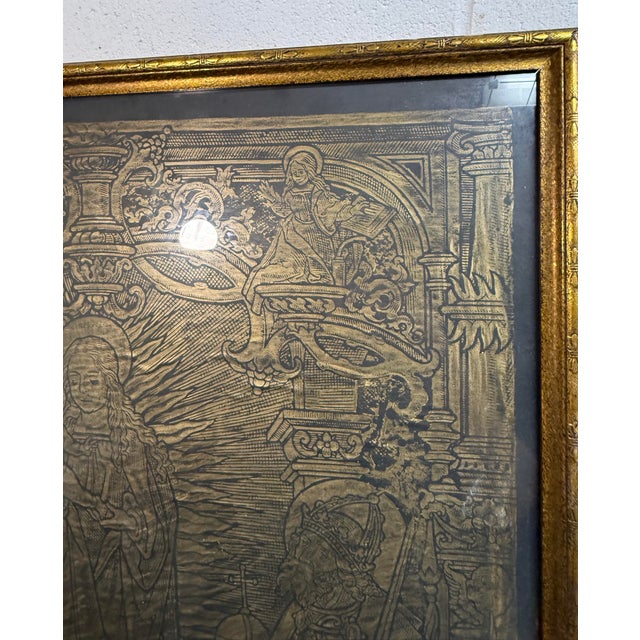 19th Century Large Antique Religious Brass Rubbing of the 1535 Memorial of Canon Henry Oskens For Sale - Image 5 of 15