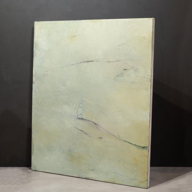 Modern Existential Bunny Painting, Acrylic on Canvas For Sale - Image 3 of 5