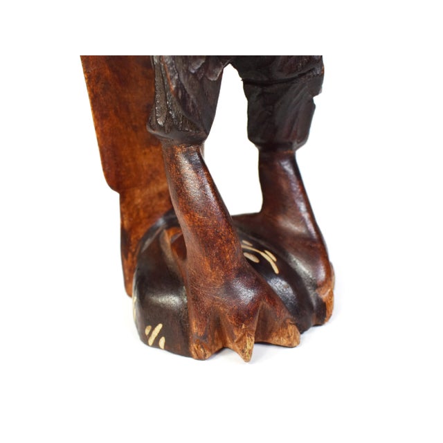 Brown Hand Carved Wooden Folk Art Owl Bird Model Figurine Sculpture For Sale - Image 8 of 9