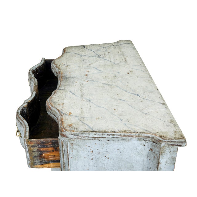 Blue Early 19th Century Swedish Painted Baroque Revival Chest of Drawers, 1820s For Sale - Image 8 of 11