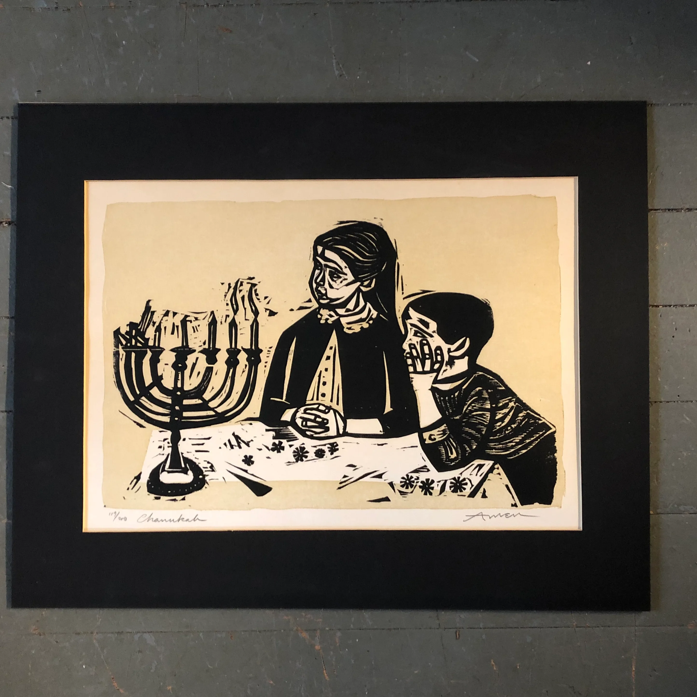 1960's Original Irving Amen Wood Block Print “Chanukah “ | Chairish