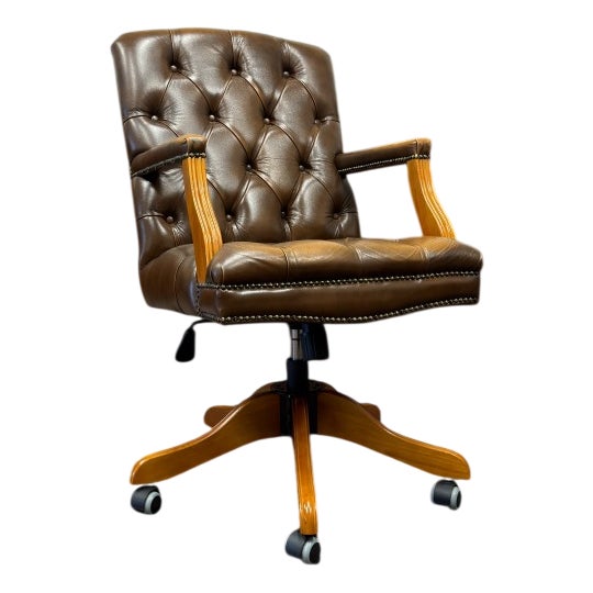 English Chesterfield President Desk Chair For Sale