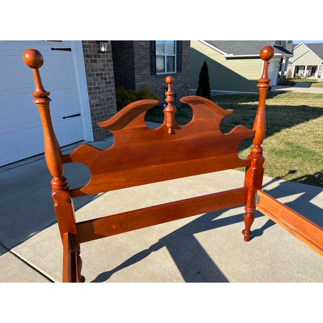 Mid 20th Century Vintage Mid Century Campbellsville Full Size Solid Cherry Cannonball Bed With