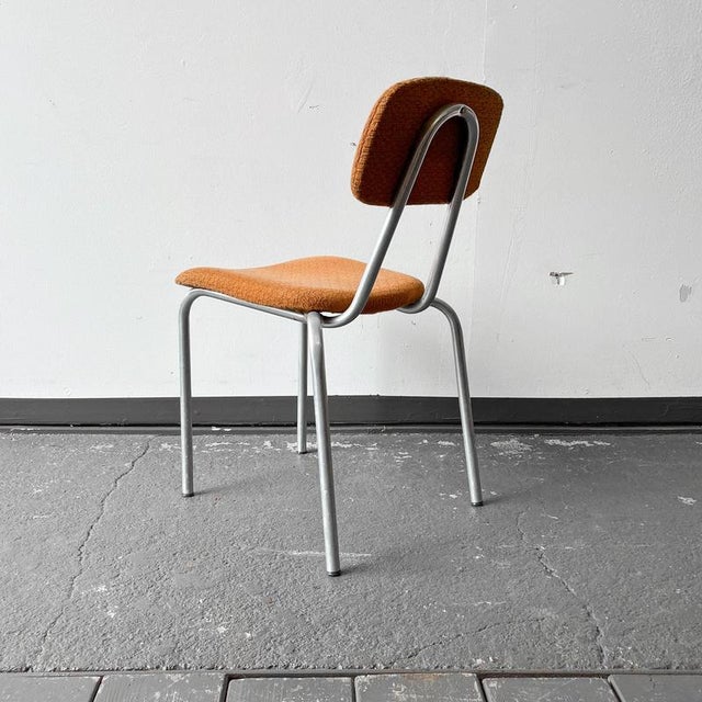 Mid-Century Aluminium Chair with Orange Fabric For Sale - Image 6 of 18