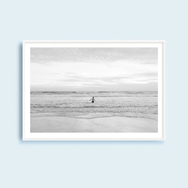Black Swimming Art Print, Black and White Beach Photography Print, Figurative Art, 'Monochrome Swimmer' Modern Coastal Wall Art, 45 X 30" For Sale - Image 8 of 8