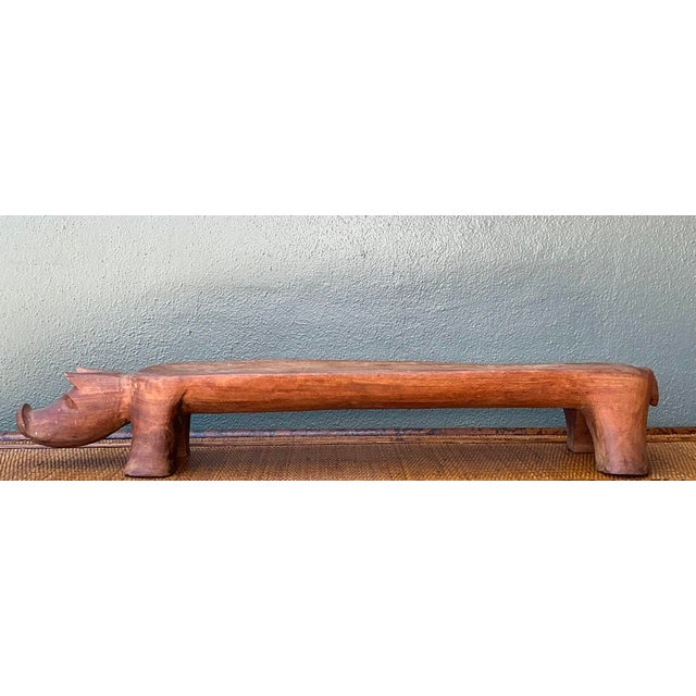 Rustic Vintage Hand Carved Long Pig Tray For Sale - Image 3 of 12