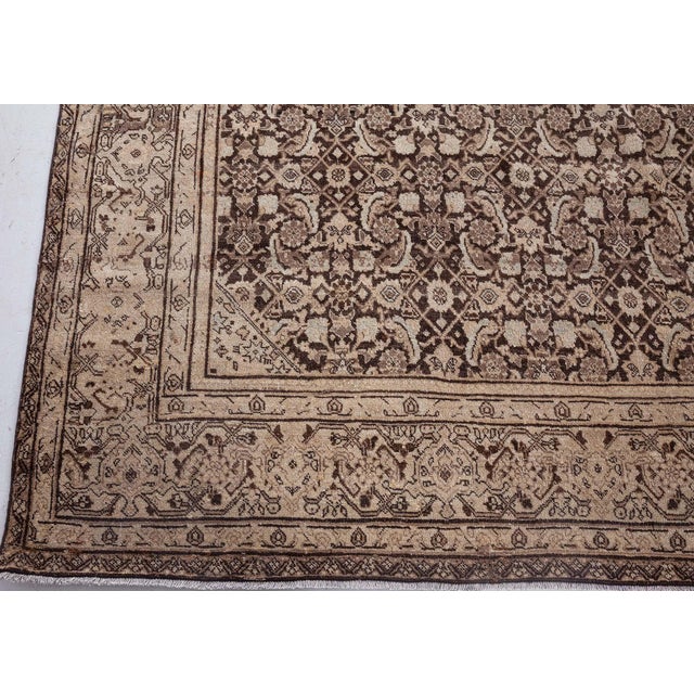 Late 19th Century Antique Persian Tabriz Beige Brown Handwoven Wool Rug For Sale - Image 5 of 9