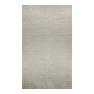 2010s Rug & Kilim’s Plain Modern Rug in Solid Silver-Gray Tone-on-Tone - 12x20 For Sale