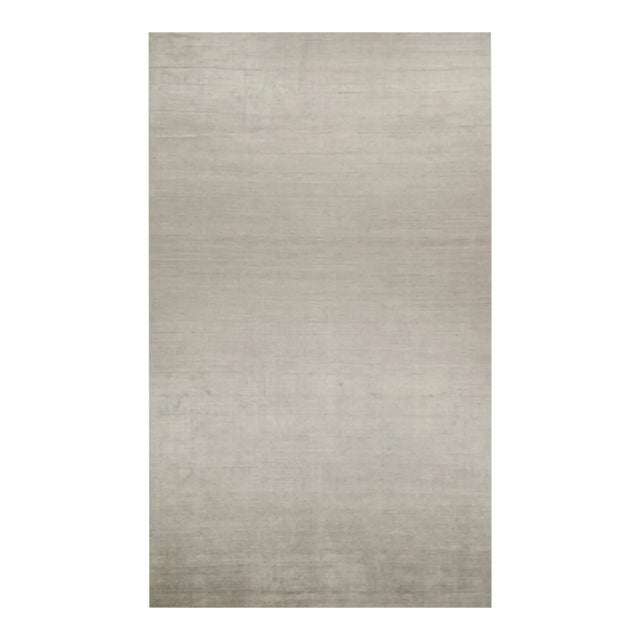 2010s Rug & Kilim’s Plain Modern Rug in Solid Silver-Gray Tone-on-Tone - 12x20 For Sale