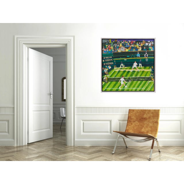 Contemporary Wimbledon by Shaun Ellison in White Frame, Large Art Print On Canvas For Sale - Image 3 of 4
