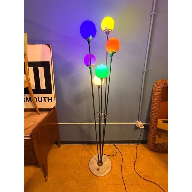 Vintage Sapling Floor Lamp in Opaline Glass and Brass, 1960s For Sale - Image 6 of 10