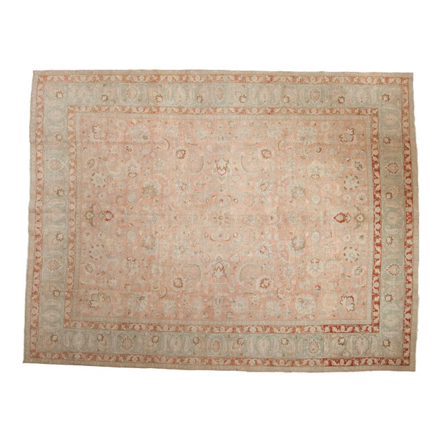 Vintage Distressed Tabriz Carpet - 9'10" x 12'9" For Sale