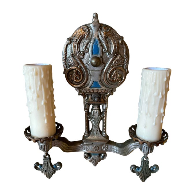 These fabulous original solid cast bronze with original patina double sconces will make any room in the house look...
