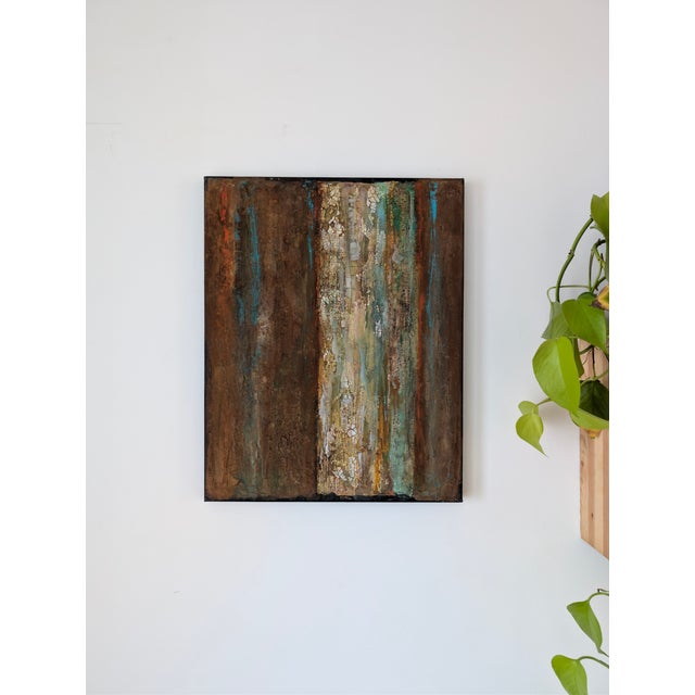 Metamorphosis explores transformation through layers of texture, fracture, and revealed colour. The surface appears...