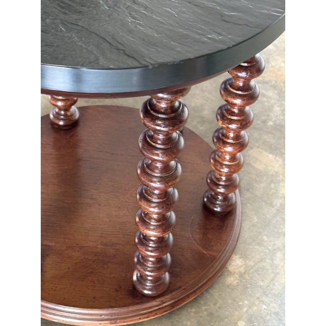 1970s American Modernist Designer Spool and Slate Side Tables by Henredon Custom Folio Three - a Pair For Sale - Image 10 of 12