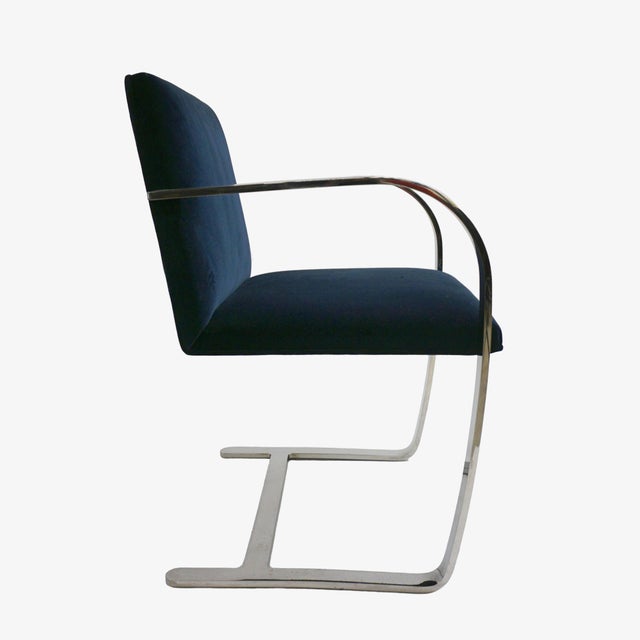 Early 21st Century Brno Flat Bar Chair Upholstered in Navy Velvet - Set of 4 For Sale - Image 5 of 6