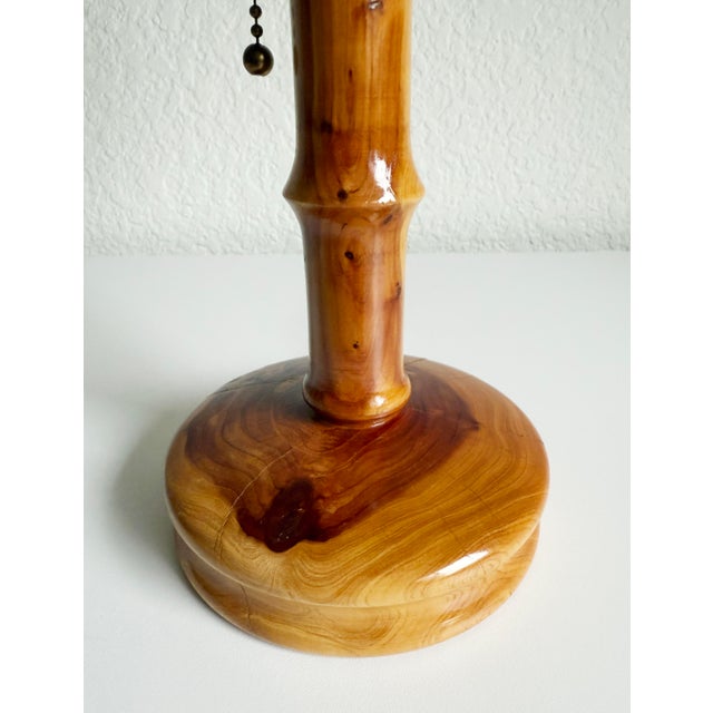 Wood Vintage Folk Art Wood Shade Table Lamp For Sale - Image 7 of 8