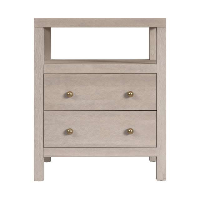 Spritely Home Accent Furniture Nora 21 in. W Rectangular Wood 2 Drawer Nightstand with Open Shelf, Antique Taupe For Sale - Image 4 of 8