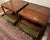A pair of stylish MCM walnut side tables. Beautiful figural grain tops, slightly recessed to hold custom glass for...