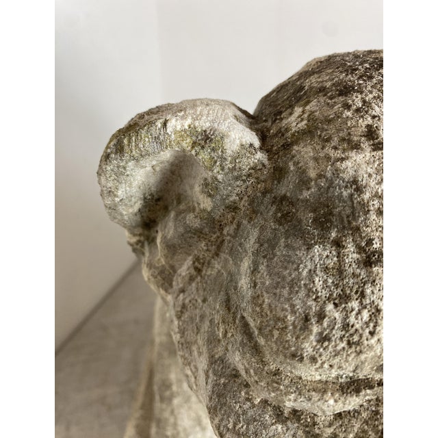 Antique Reclining Lion Sculpture on Base in Carved Stone, 1890s For Sale - Image 13 of 18