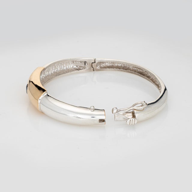70s Ilias Lalaounis Bangle Bracelet Sapphire Sterling Silver 18k Gold Signed For Sale - Image 4 of 5