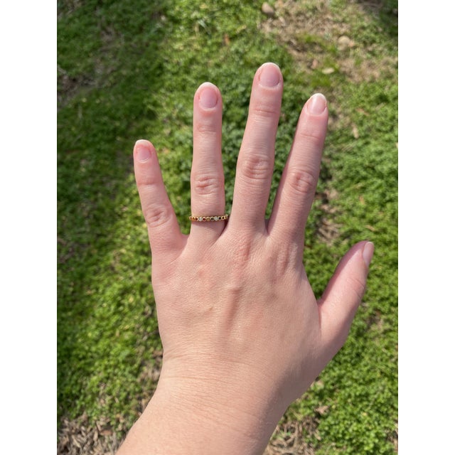 Diamond Enamel Multi-Color Band Ring, 18k Yellow Gold, Ring Size 6.75 For Sale In Greensboro - Image 6 of 6