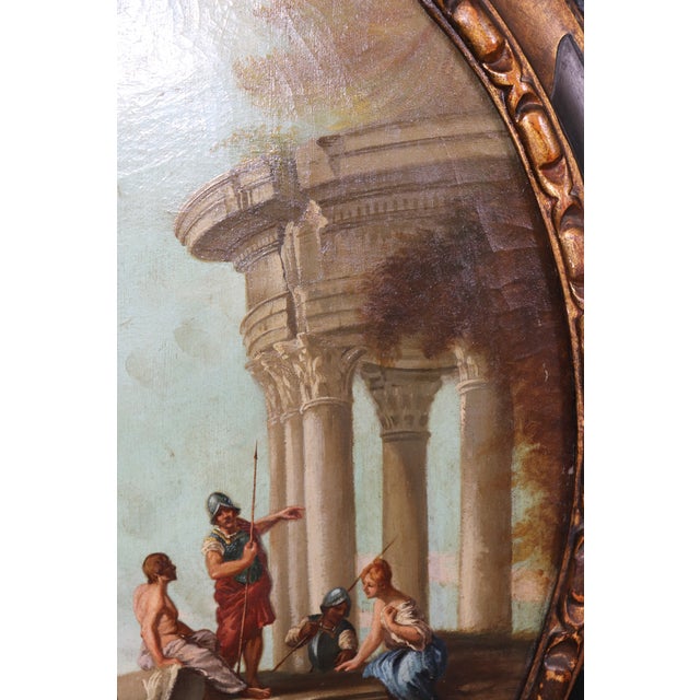 Gold Pair Large Scale 19th C Italian Grand Tour Paintings For Sale - Image 8 of 8