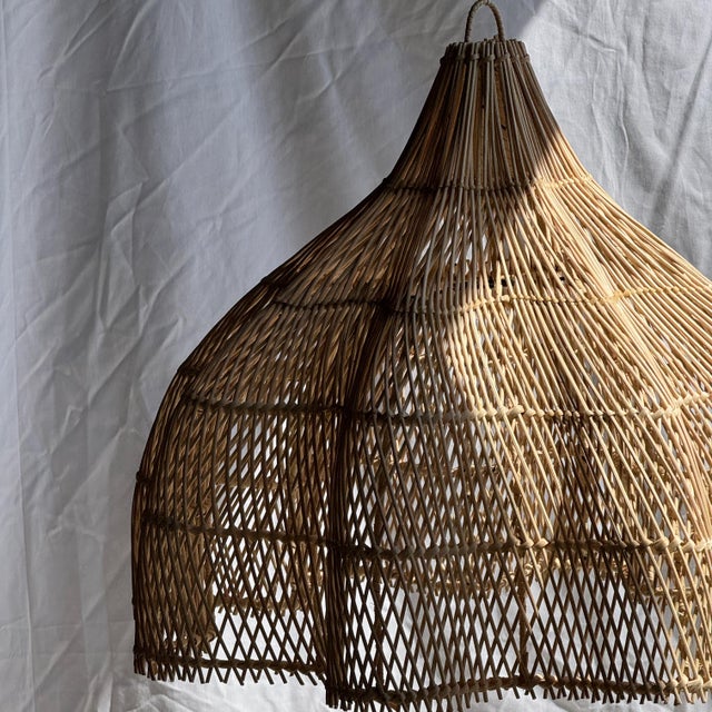 Rattan Tulip Pendant Light, 1980s For Sale - Image 6 of 10