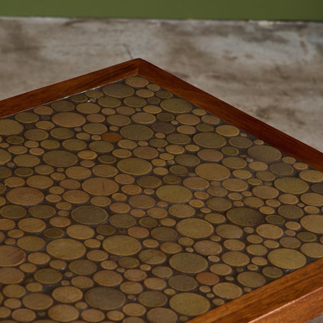 Gordon & Jane Martz Green Speckle Glazed Coin Tile Coffee Table For Sale - Image 14 of 15