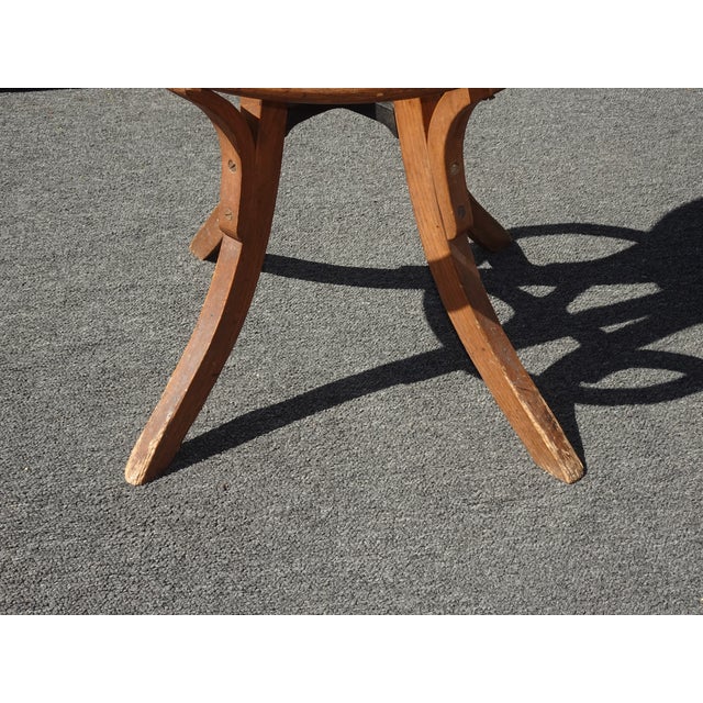 Antique Industrial Adjustable Swivel Oak Drafting Stool Barstool 1of3 ~ # 3 For Sale - Image 12 of 18