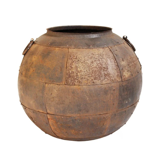 Vintage Industrial Round Iron Pot For Sale - Image 4 of 4