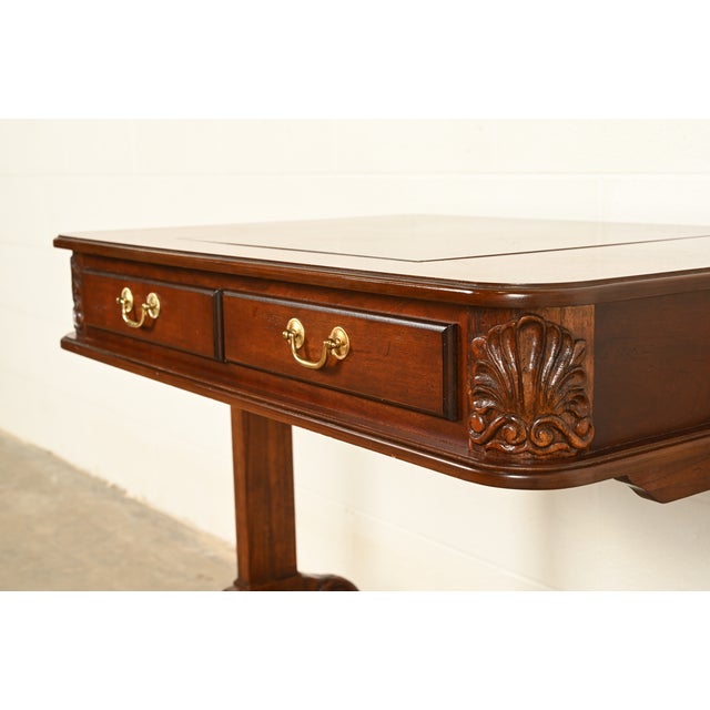 Baker Furniture Style American Empire Carved Mahogany Game Table or Occasional Table, Circa 1970s For Sale - Image 11 of 15