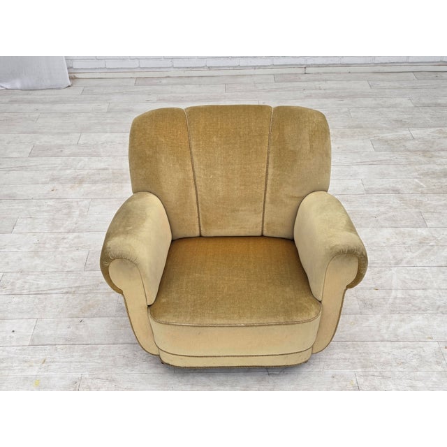 Danish Oak Relax Armchair with Velour Upholstery, 1960s For Sale - Image 17 of 18