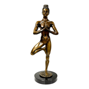 Kimber Fiebiger Signed Bronze Woman Yoga Tree Pose Sculpture
