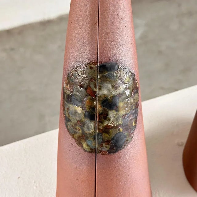 Exquisite Hand-Painted Ceramic Decorative Cones attributed to Giancarlo Scapin, 1970s, Set of 2 For Sale - Image 6 of 12