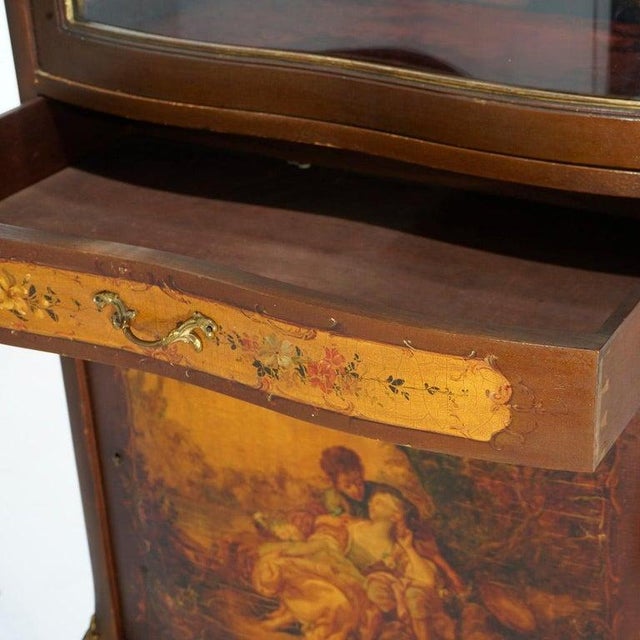 Antique French Vernis Martin Decorated Mahogany Vitrine, Circa 1890 For Sale - Image 14 of 18