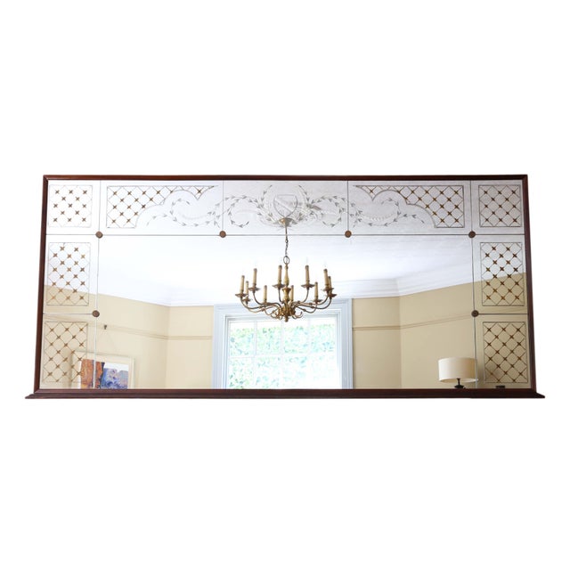 Large Vintage Italian Mahogany Wall Mirror, 1950 For Sale - Image 11 of 11