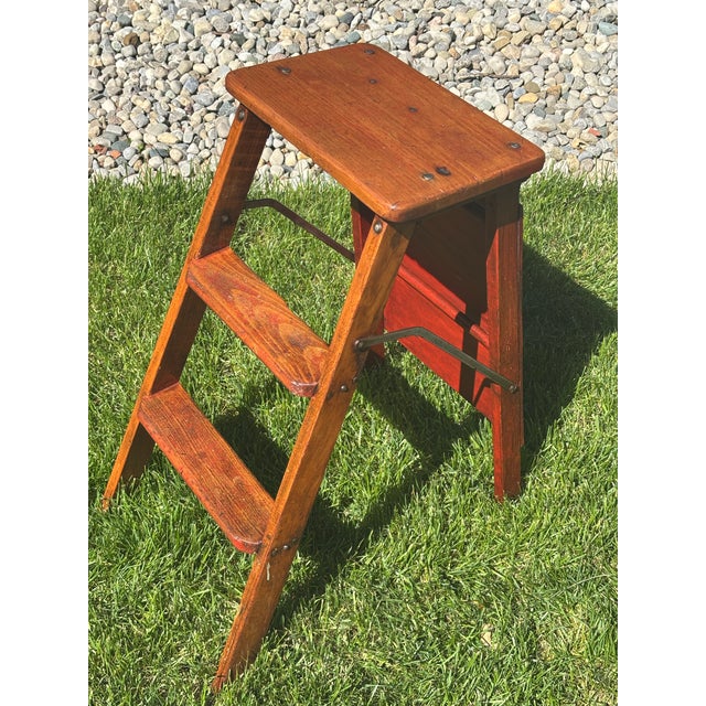 Wonderful, rare vintage 1920s … labelled stepladder brand … by Hincher Manufacturing Co., of Washington, Indiana. Patent...