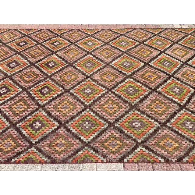 Rustic Vintage Turkish Kilim Rug - 72.5" X 126" For Sale - Image 3 of 11