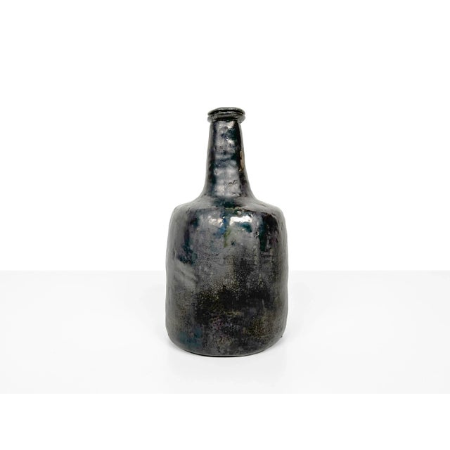 Hand Made Crude Ceramic Bottle Vase - 1961 For Sale - Image 12 of 12
