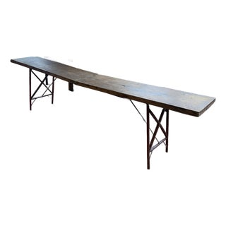 Rare Nine Foot Antique Handmade Wooden Folding Wallpaper Table For Sale