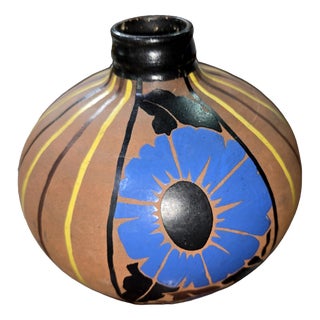 Art Nouveau Spherical Ceramic Vase with Painted Decoration from Mael, 1930s For Sale