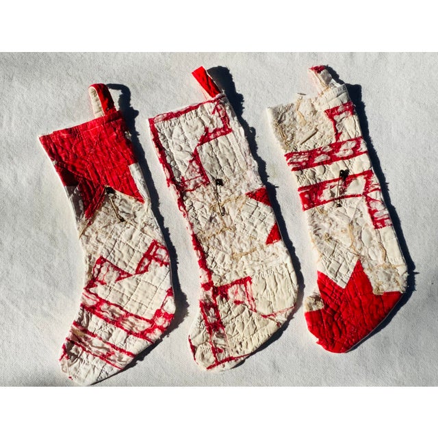 1960s American Star Quilt Christmas Stockings, Set of 3 | Chairish