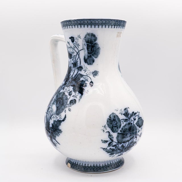 Large Transferware Pitcher from Villeroy & Boch, 1890s For Sale - Image 6 of 13
