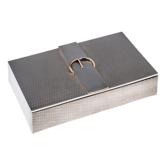 Vintage 20th Century French Silver Cigar Box from Hermès, 1970s For Sale