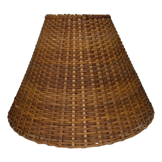 Vintage Hand Woven Rattan Lampshade For Sale